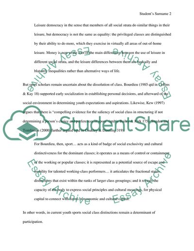 Effects of Social Class on Youth Sports