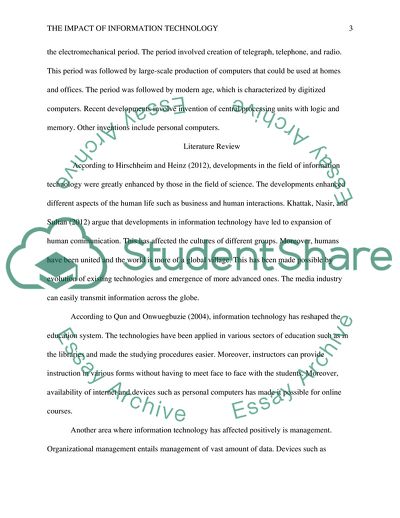 The Impact of Information Technology on the Society