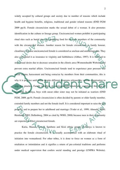 Sex and Sexuality: Female Circumcision, a Cultural Taboo