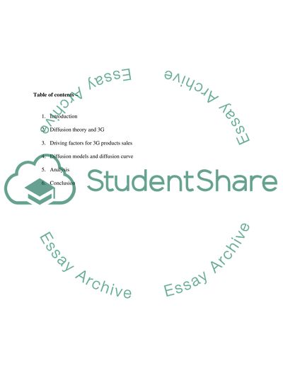 Diffusion of 3G Products and Technologies