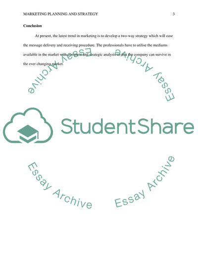 Marketing Planning and Strategy (Organizations or Individuals) 2