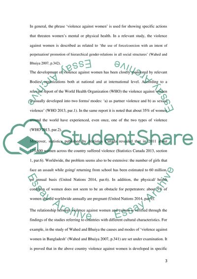 Violence against Women in Modern Societies