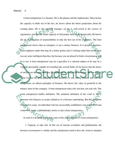 You need to be born an entrepreneur