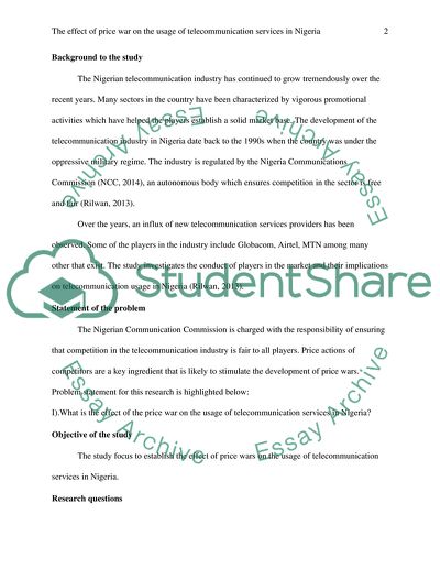 The effect of price war on the usage of telecommunication services in Nigeria