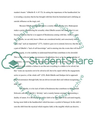 Oedipus and Othello: Tragic Figures of Manipulated Destinies