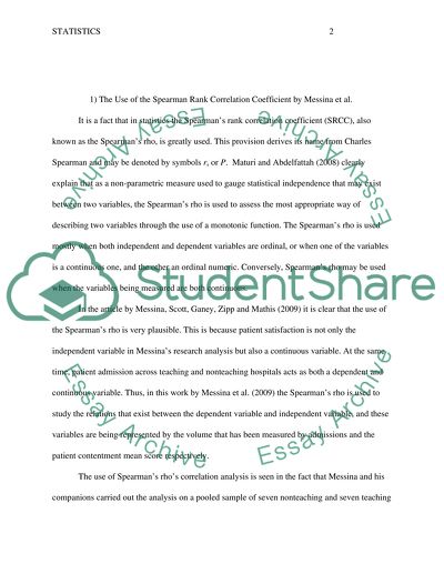 The Use of Spearman Rank Correlation Coefficient by Messina and Coyne