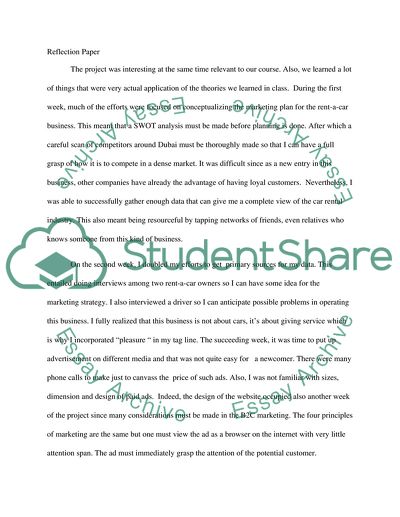 Reflection ( R-Rent a car) buisness