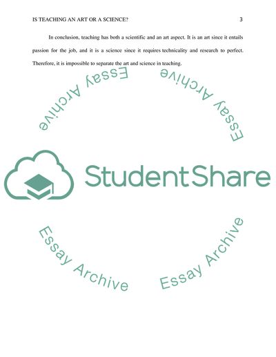 Is Teaching an Art or a Science