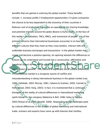 The Self Reference Criterion in the Context of International Marketing