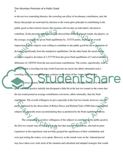 Voluntary Provision of a Public Good