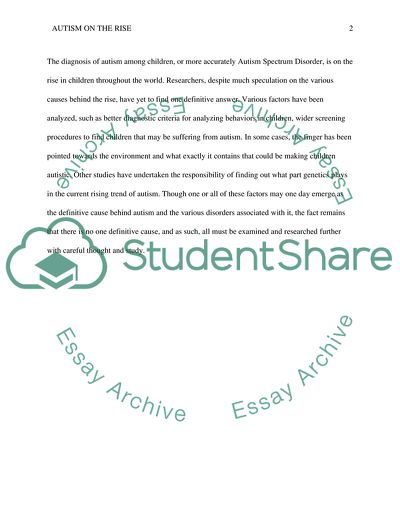 Autism on the Rise: Many Speculation with No Definitive Answers