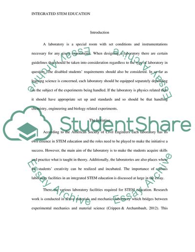 The Importance of Laboratory Facilities in an Integrated Stem Education