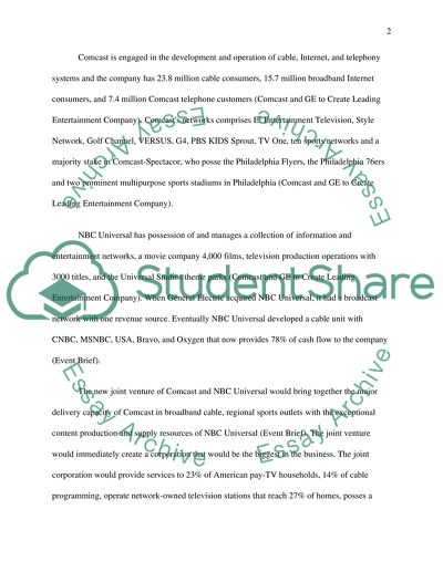 The Joint Venture between NBC Universal and Comcast