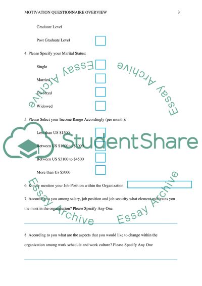 Motiation Questionnnaire overview: Draft