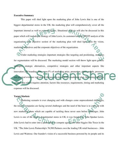 Marketing Plan of John Lewis