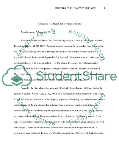 Affordable healthcare:tobacco smoking