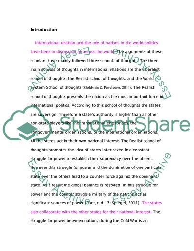 Role of Governments and Their Interaction in the International System