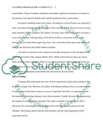 An Ethics Program for an Excel Finance