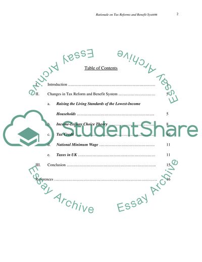 Rationale on Tax Reforms and Benefit System Undertaken since Labour Come to Power in 1997