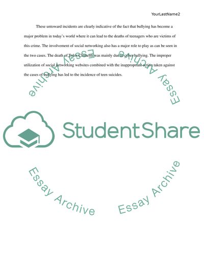 Bullying in Schools and Teen Suicides