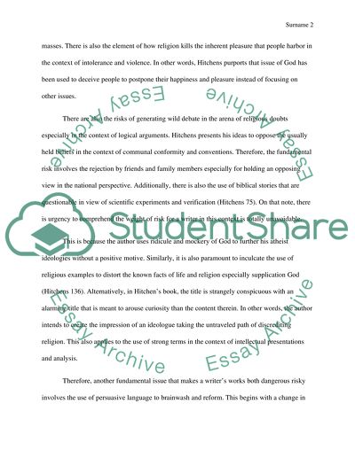 God is Not Great: How Religion Poisons Everything