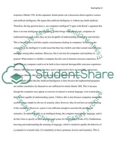 Chinese Room Argument as a Response to the Behaviourists Claim that Computers Can Think