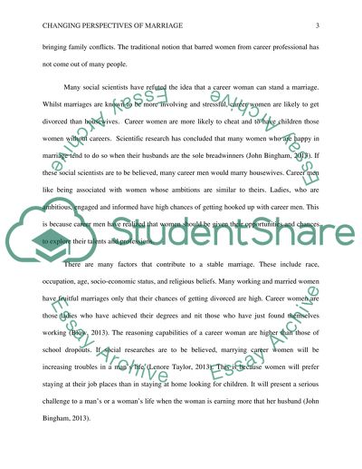 Safe Assignment: Changing Perspectives of Marriage