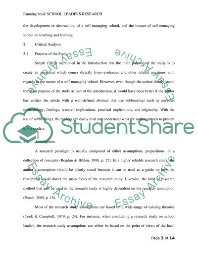 The Need to Become a Self-Managing School