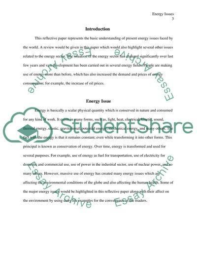 Understanding of Present Energy Issues Faced by the World