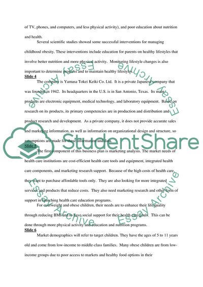 Plan for Yamasa Tokei Keiki Company