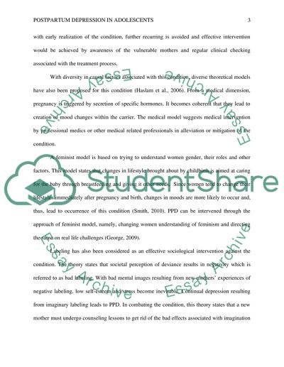 Postpartum depression in adolescents