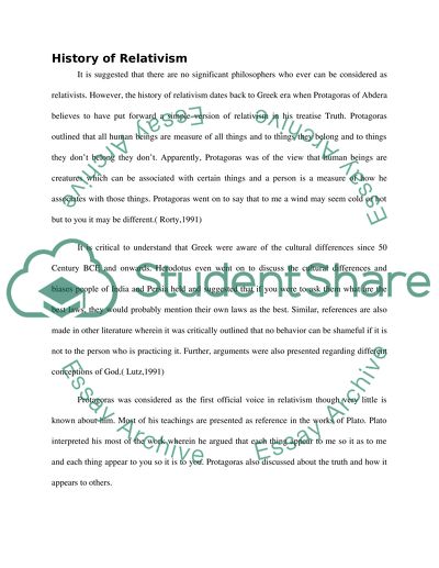 What is Relativism History of Relativism