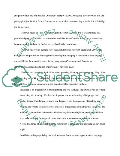 The Primary Strategy Framework: Listening and Responding
