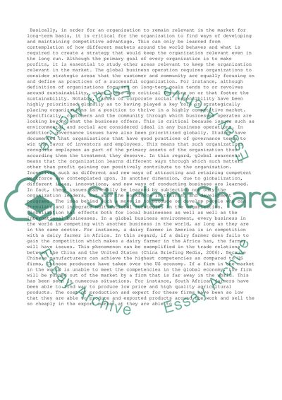 Global Awareness and Modern Business Survival