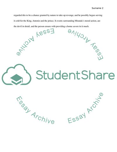 The Tempest for Shakespeare Act I