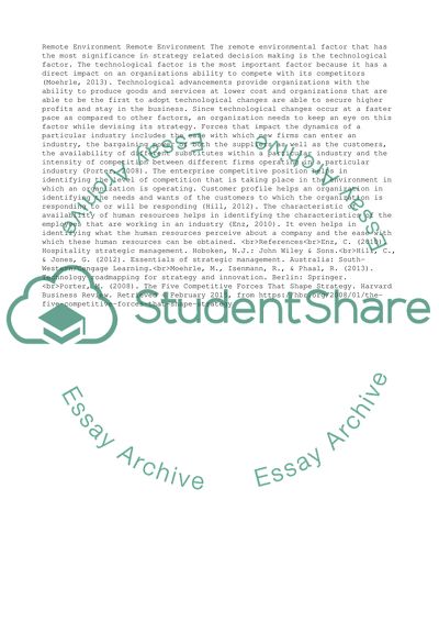 REMOTE ENVIRONMENT (Strategic Management)