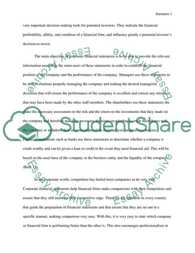 Corporate Financial Statements