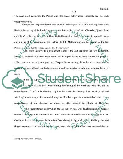 Synopsis of the Last Supper Accounts