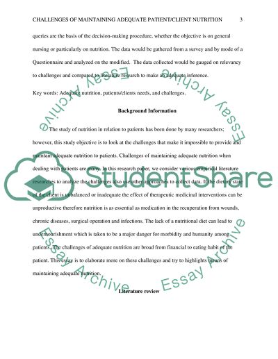 Challenges of Maintaining Adequate Patient/Client Nutrition