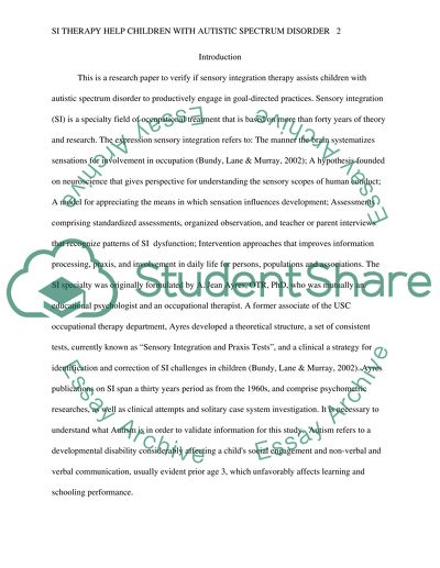 Can Sensory Integration Therapy Help Children with Autistic Spectrum Disorder