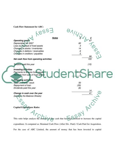 The Cash Flow of ABC Limited