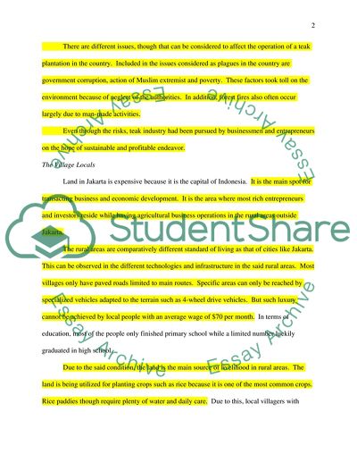 Environmental Sustainability in the Teak Plantation Industry