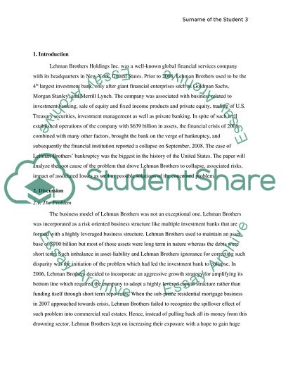 Lehman Brothers Holdings Inc - Associated Risks, Losses, and their Impact