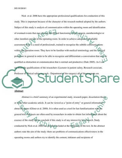 Communication within the Operating Room
