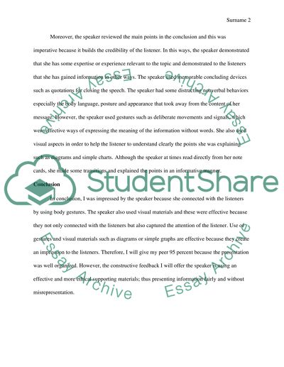 Analysis of the Informative Speech that Was Presented by Sam