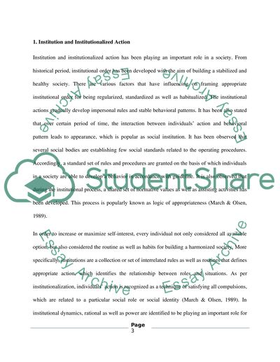 Institution and Institutionalized Action