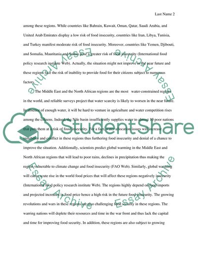 Food Insecurity in the Middle East and North Africa Regions