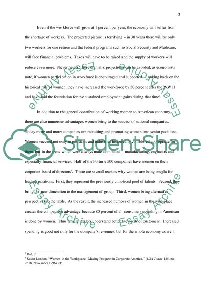 Women in the Workplace and the US Economy