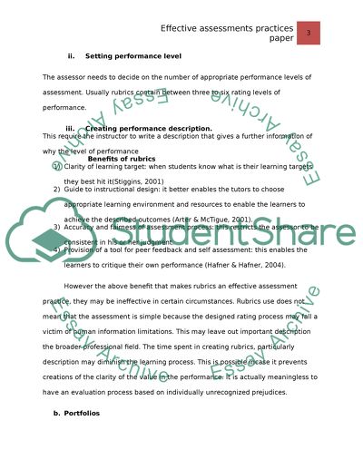 Effective Assessment Practices