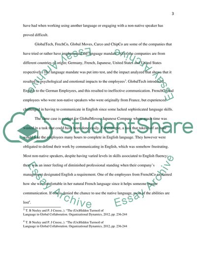 The adoption of common language poilcies in companies